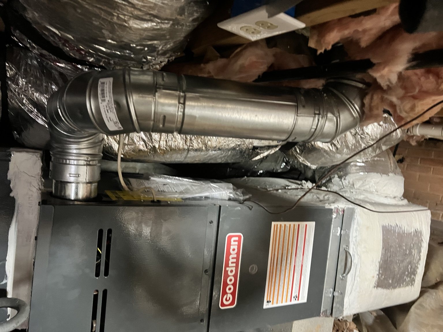 Finished Goodman attic furnace installation