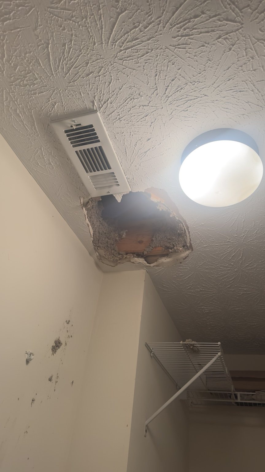 Ceiling damage near vent